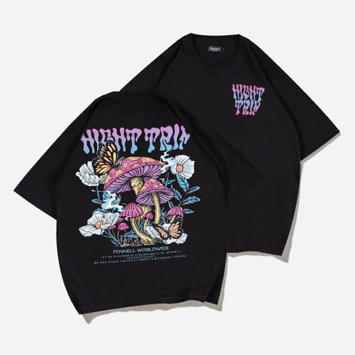 Baju Distro Motif Night Tri Oversized T-shirt Pria & Wanita