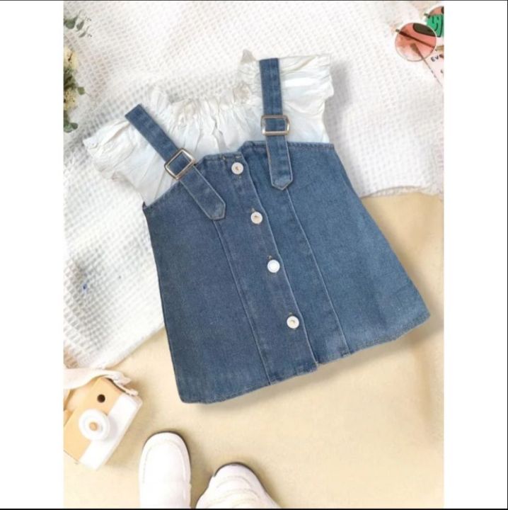 Pakaian Dress Jeans Anak Perempuan Usia 1-6 Tahun Korean Style