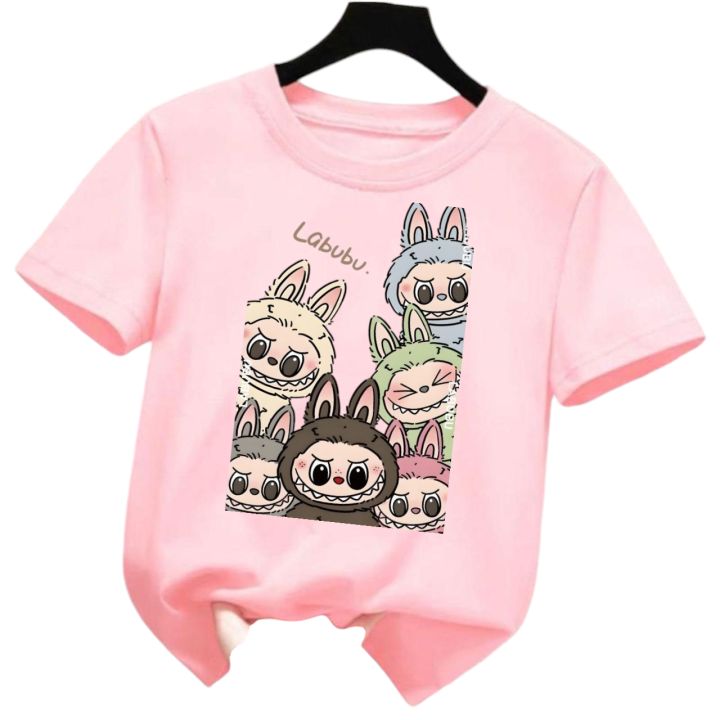 Pakaian oblong anak perempuan Kaos Motif Labubu lengan pendek Usia 4 - 12 Tahun