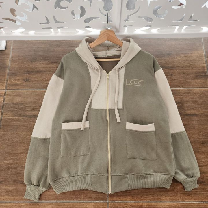 Jaket Couple Pasangan CCC Combine Zipper Sweater Pria & Wanita