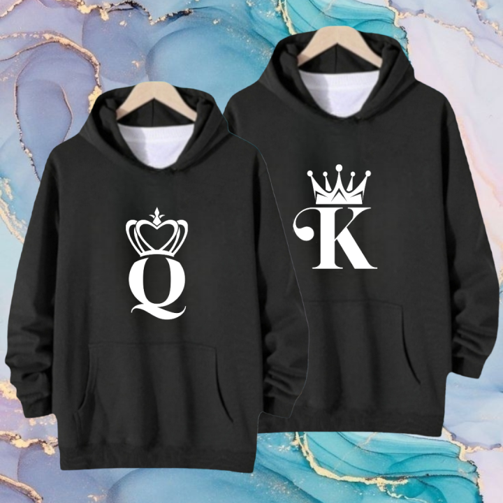 Pakaian Sweater Couple King & Quen Hoodie Pria & Wanita