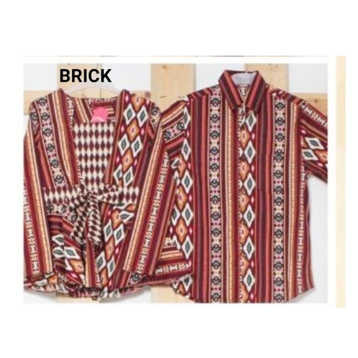 Couple Batik Pria & Wanita Blouse Sarimbit Lengan Panjang