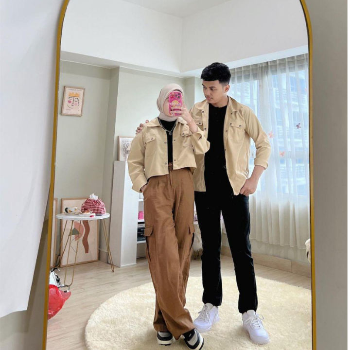 Outfit Couple Kemeja Kanvas Korean Style Pria & Wanita