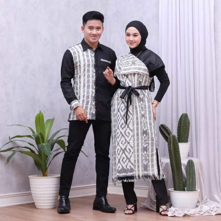 Couple Kemeja Pria & Wanita SET Kondangan Bahan Tenun