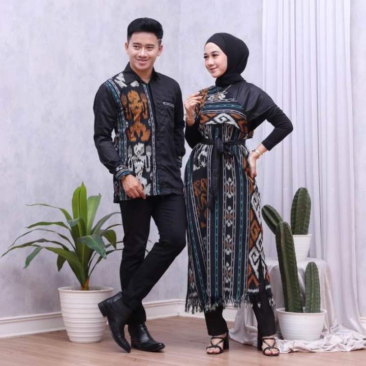 Couple Kemeja Pria & Wanita SET Kondangan Bahan Tenun